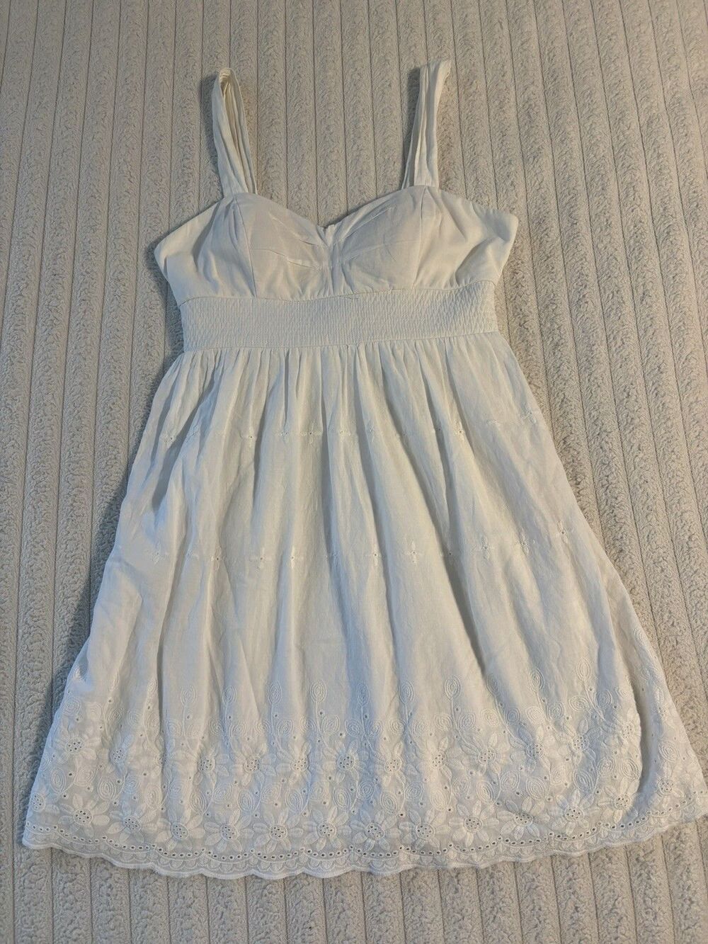 City Triangle Lace Trim Sun Dress Womens 9 White Garden Wedding Beach Engagement
